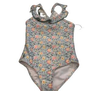 NWT Polo Ralph Lauren Floral Ruffled Criss Cross Back  Swimsuit Girls Size 3